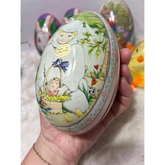 Vintage style Easter tins lot- Easter Chick, Bunny, German Rabbits, Mary Engelbr - Picture 4 of 12